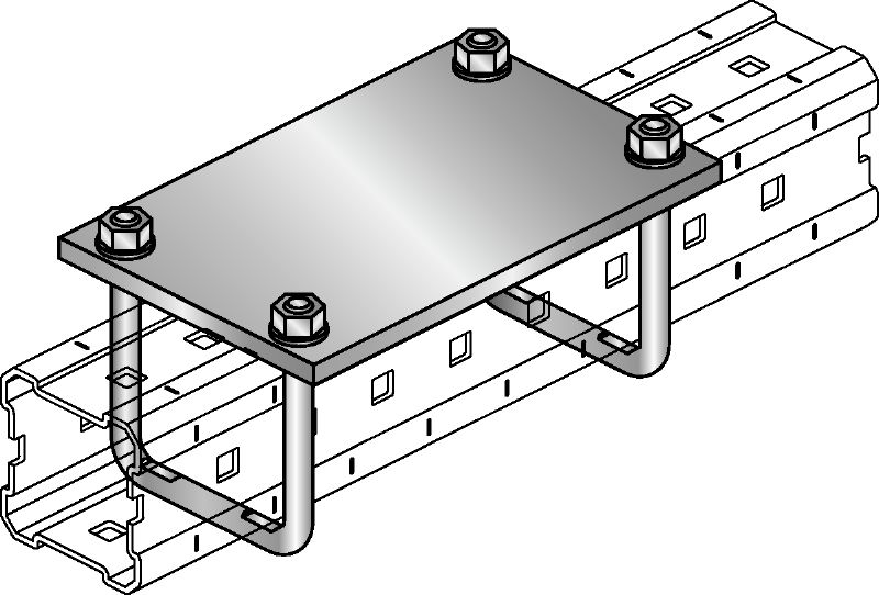MIC-PA Горещо поцинкован (HDG) конектор за закрепване на ботуши за тръбопровод към MI трегери за приложения за тежки натоварвания