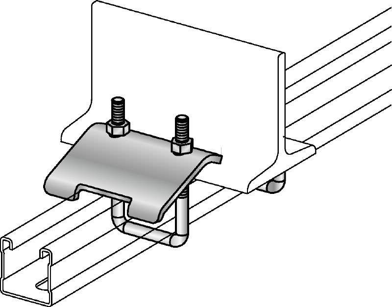 Скоба за греда MQT Галванизирана скоба за греда за свързване на инсталационни шини MQ директно към стоманени греди