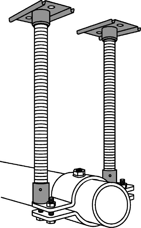 MFP 3a-F Горещо поцинкован (HDG) комплект неподвижна точка за максимална гъвкавост в приложения до 6 kN натоварване на оста на тръбата