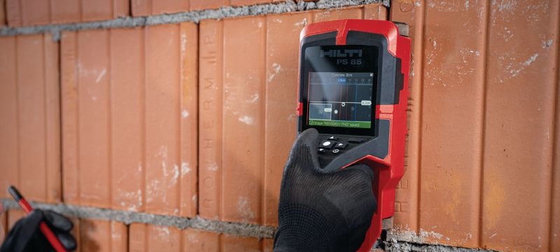Скенер за стена PS 85 Лесен за използване скенер за стена и търсач на шпилки за предотвратяване на удари при пробиване или рязане в близост до вградени обекти Приложения 1