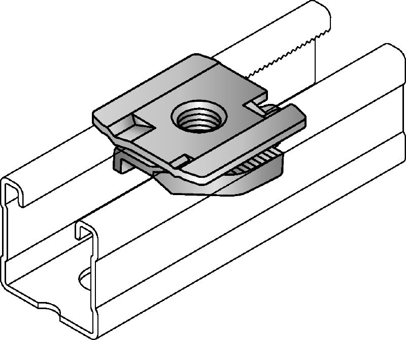 Планка за скоби за тръби MQA-S Галванизирана планка за скоби за свързване на резбовани компоненти към инсталационни шини MQ/HS
