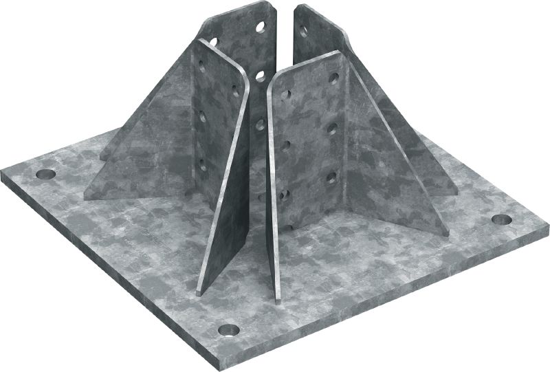 Пета за профил за тежки натоварвания MT-B-GL O4 OC Пета за профил за анкериране на 3D конструкции от профили за тежки натоварвания MT-90 към бетон, за използване на открито в умерено агресивна среда