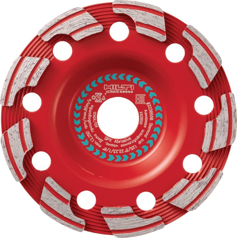 SPX абразивен диамантен чашков диск Диамантен чашков диск за ъглошлайфи с най-високи експлоатационни показатели – за шлифоване на пресен и абразивен бетон