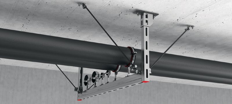 Сеизмичен ъгъл MQS-W Галванизиран съединител за инсталационни шини за употреба в трапеци от шини MQ със скоби за сеизмични приложения Приложения 1