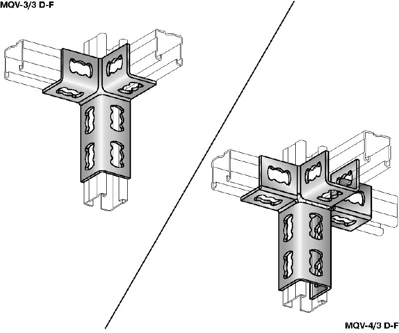 Съединител за канали MQV-3D-F Горещо поцинкован (HDG) съединител за канали за триизмерни структури