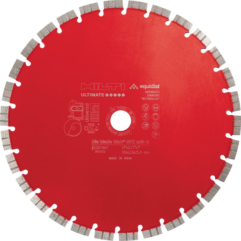 Диамантен диск SPX Universal A за акумулаторни отрезни триони Отличен универсален диамантен диск, проектиран да оптимизира скоростта на рязане и срезовете с едно зареждане с акумулаторни отрезни триони