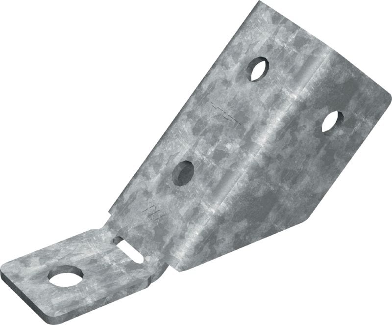 Ъглова връзка MT-AB-L 45 OC 45-градусова ъглова връзка за укрепване чрез анкериране на конструкции от инсталационни шини MT-40 и MT-50 към бетон, за използване на открито в умерено агресивна среда