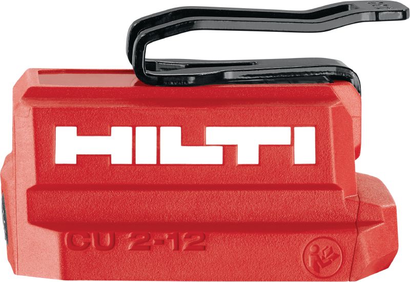 USB адаптер за зареждане CU 2-12 Предназначен за 12V батерии Hilti USB адаптер за зареждане на таблети, телефони и други устройства с портове USB-C или USB-A
