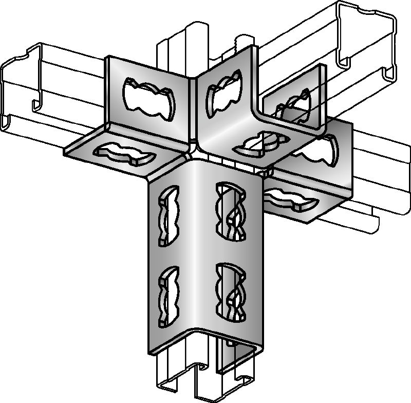 Ъглов съединител MQV-4/3 D Поцинкован съединител за канали за триизмерни структури