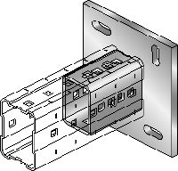 Основна плоча DIN 9021 M16 поцинкована Горещо поцинкована (HDG) основна плоча за закрепване на трегери MI-90 към бетон чрез два анкера