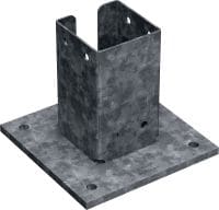 Основна плоча за тежки натоварвания MT-B-GL O4C OC Основна плоча за анкериране на 3D конструкции от профили MT-90 за тежки натоварвания към бетон, за използване на открито с ниска до умерена степен на замърсяване (C3)