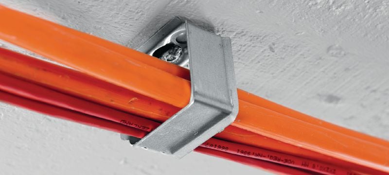 Метален кабелен носач X-ECH-FE-MX Метален носач на многожилен кабел за използване с магазинирани пирони или анкери върху тавани или стени Приложения 1
